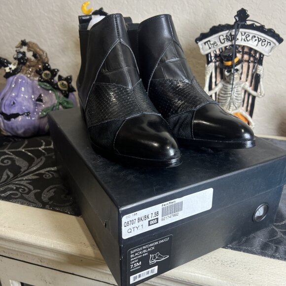 Coach Women's Suffolk Patchwork Pointed Toe Leather Ankle Boots 7.5M NEW IN BOX - Picture 1 of 14